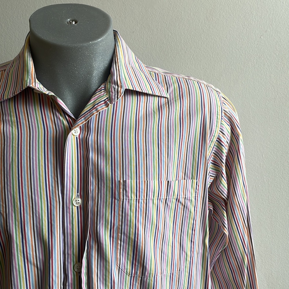 Rainbow Striped Robert Talbott Dress Shirt Size 16